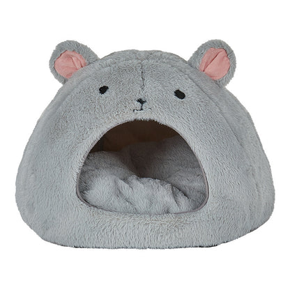 Mouse-Shaped Fluffy Cat Bed